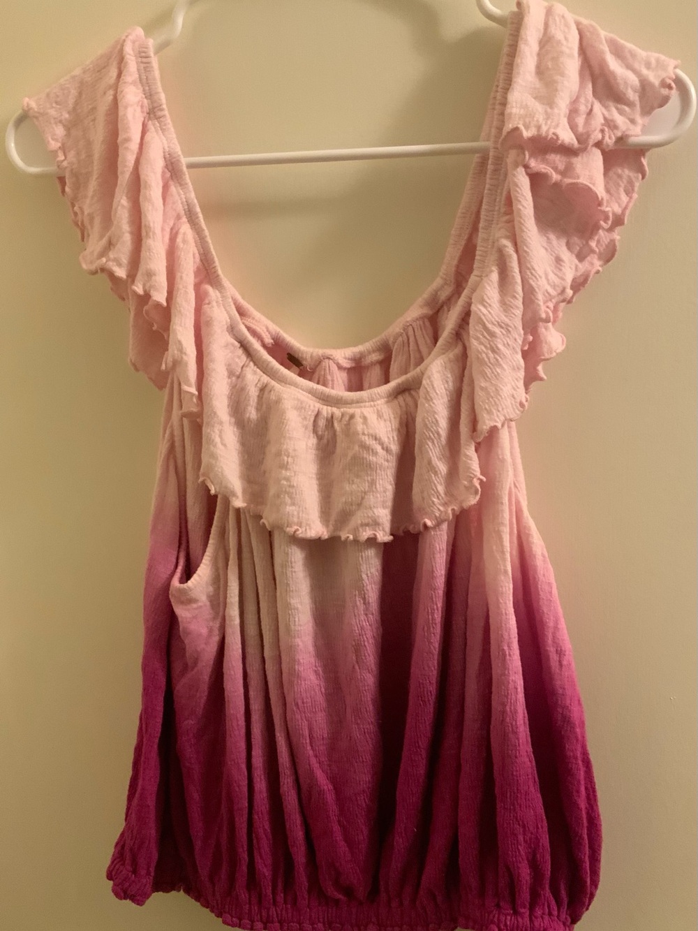 Free People Pink Ombre Ruffle Tank